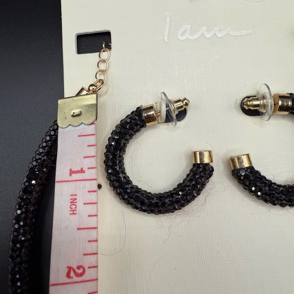Sparkly Black Jewelry Set - Necklace and Earrings Party Night Out - Picture 2 of 3